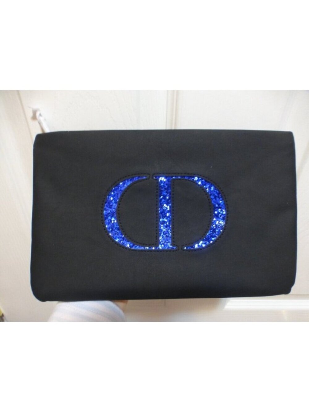 Dior BLUE GLITTER LOGO COSMETIC Makeup Evening BAG Trousse pouch